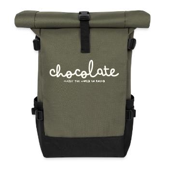 LE CHOCOLAT FAIT TOURNER LE MONDE - Sac à dos roll top - olive/noir - Devant