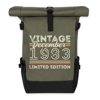 Vintage December 1983 - 42nd Anniversary December - Roll Top Backpack - olive/black - Front