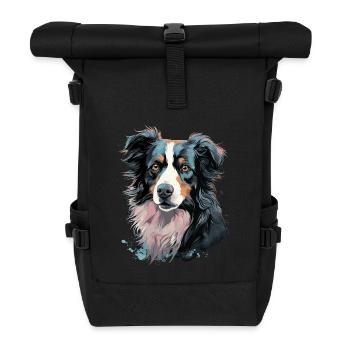 Border Collie Chien - Sac à dos roll top - noir - Devant