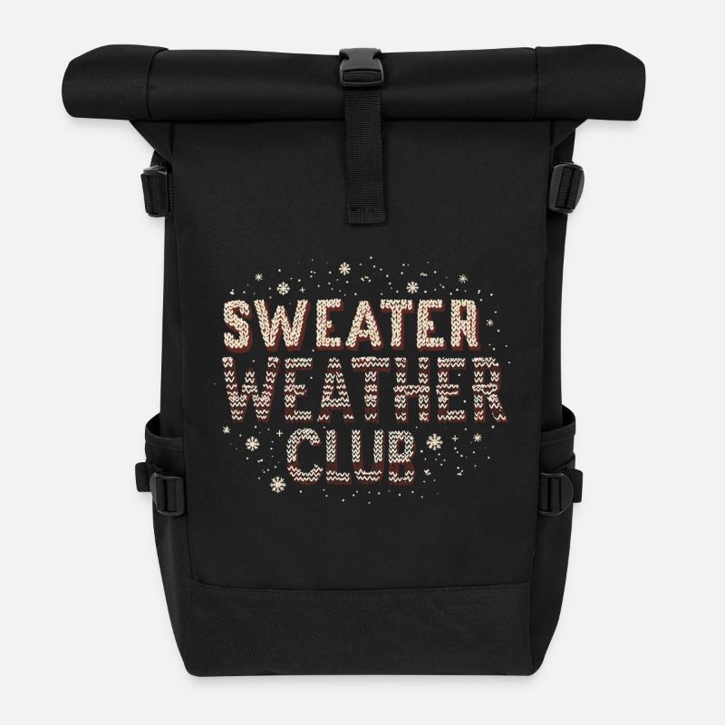 SWEATER WEATHER - Roll Top Backpack - black