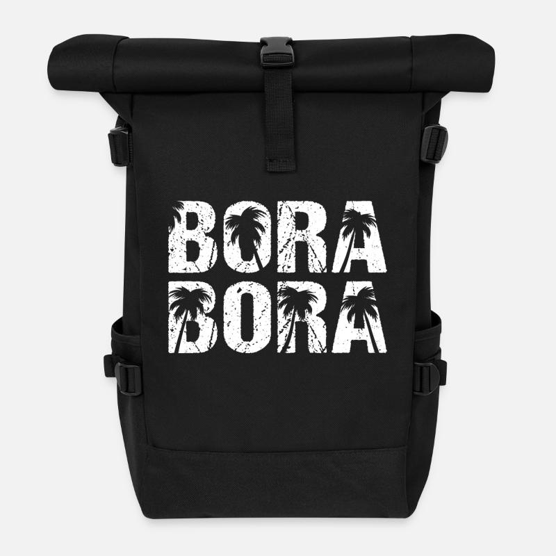 Bora Bora Palmen Pazifik Palmeninsel - Rolltop Rucksack - Schwarz