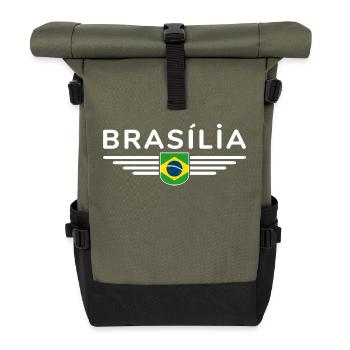 Brasília T-shirt for fans and travelers - Roll Top Backpack - olive/black - Front