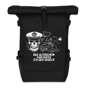 Segler Shirt zur Rente Altersheim kann warten - Rolltop Rucksack - Schwarz - Vorne