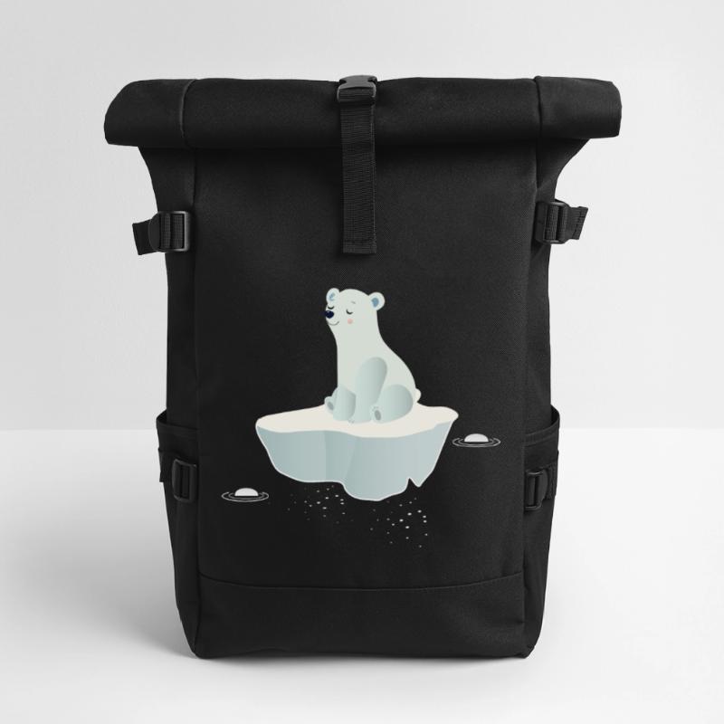 Träumender Eisbär auf einer Eisscholle Rolltop Rucksack
