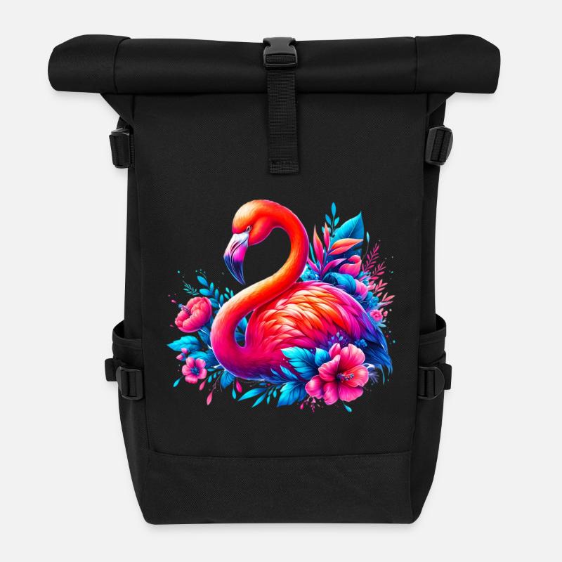 Flamingo - Rolltop Rucksack - Schwarz