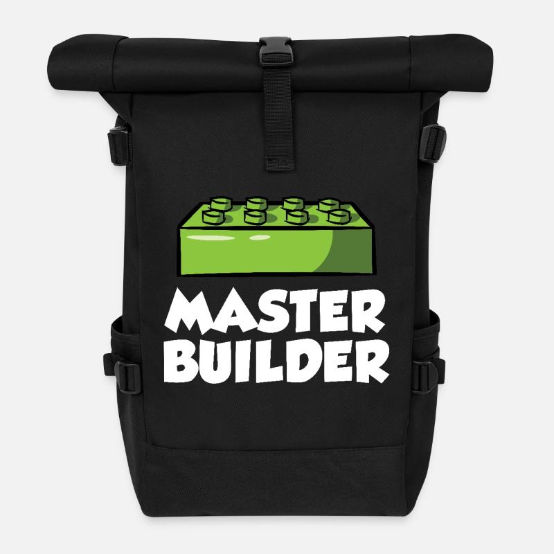 Brick Builder Spielzeug Blöcke Klemmblöcke Steine Steine - Rolltop Rucksack - Schwarz