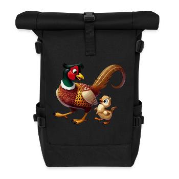 Pheasant male with child - Roll Top Backpack - black - Front