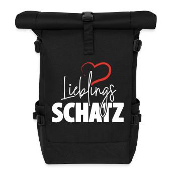 Lieblingsschatz mit Herz - Rolltop Rucksack - Schwarz - Vorne
