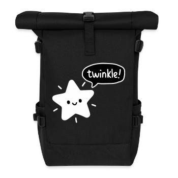 Twinkle! - Cute Star Kawaii - Roll Top Backpack - black - Front