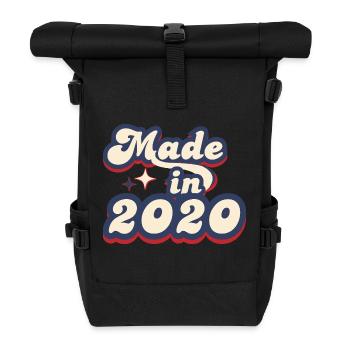 Hergestellt im Jahr 2020 Retro - Rolltop Rucksack - Schwarz - Vorne