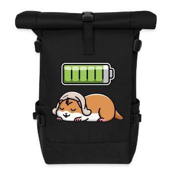Hamster Sleeping Recharging Night Bedtime - Rolltop Rucksack - Schwarz - Vorne