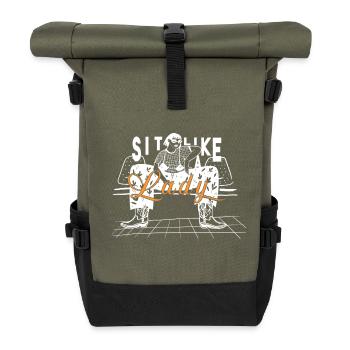 Feminist Statement Sit Like a Lady Women Power - Roll Top Backpack - olive/black - Front
