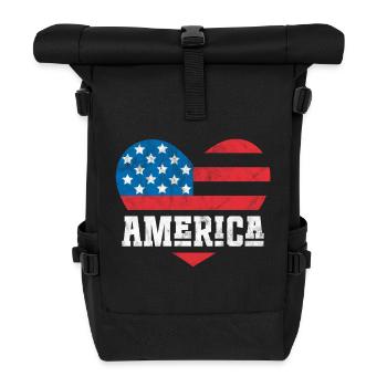 America Flag Heart - Roll Top Backpack - black - Front