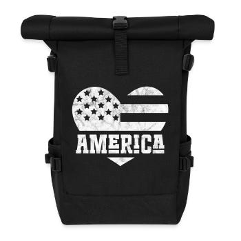 America Flag Heart White - Roll Top Backpack - black - Front