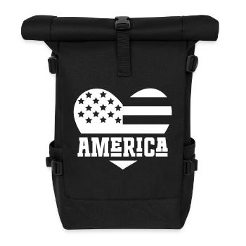 America Flag Heart White - Roll Top Backpack - black - Front