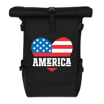 America Flag Heart - Roll Top Backpack - black - Front