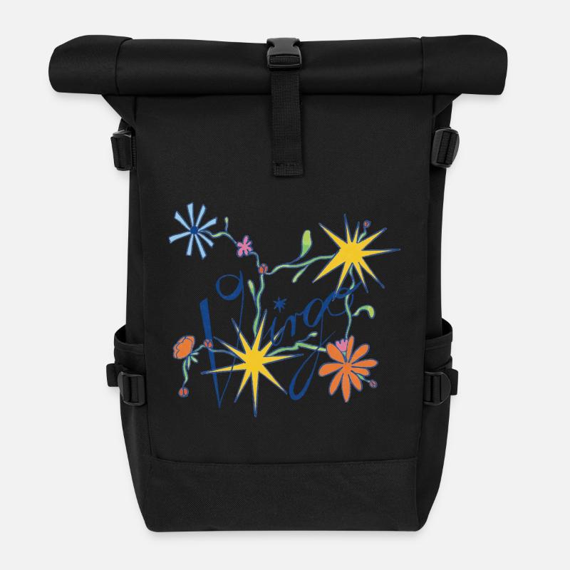 Virgo – Verspielte Sternzeichen-Illustration - Rolltop Rucksack - Schwarz