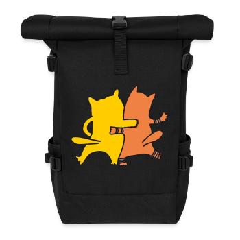 katzenfreunde gelb orangen - Rolltop Rucksack - Schwarz - Vorne