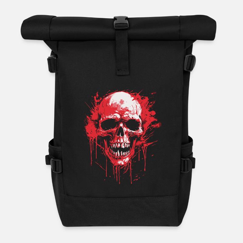 Schädel - Rolltop Rucksack - Schwarz