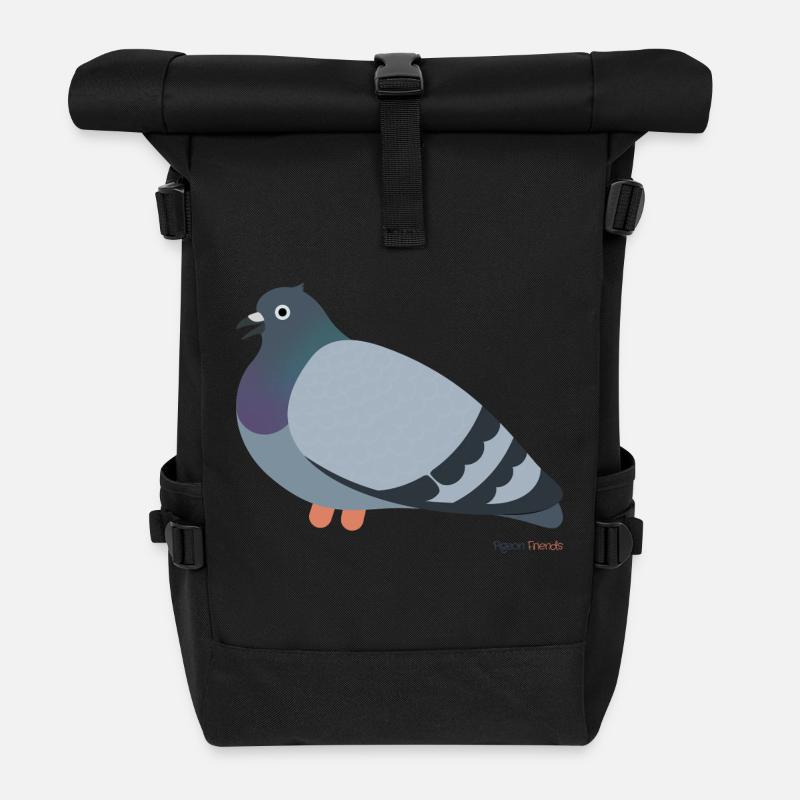 Pigeon Bird - Roll Top Backpack - black