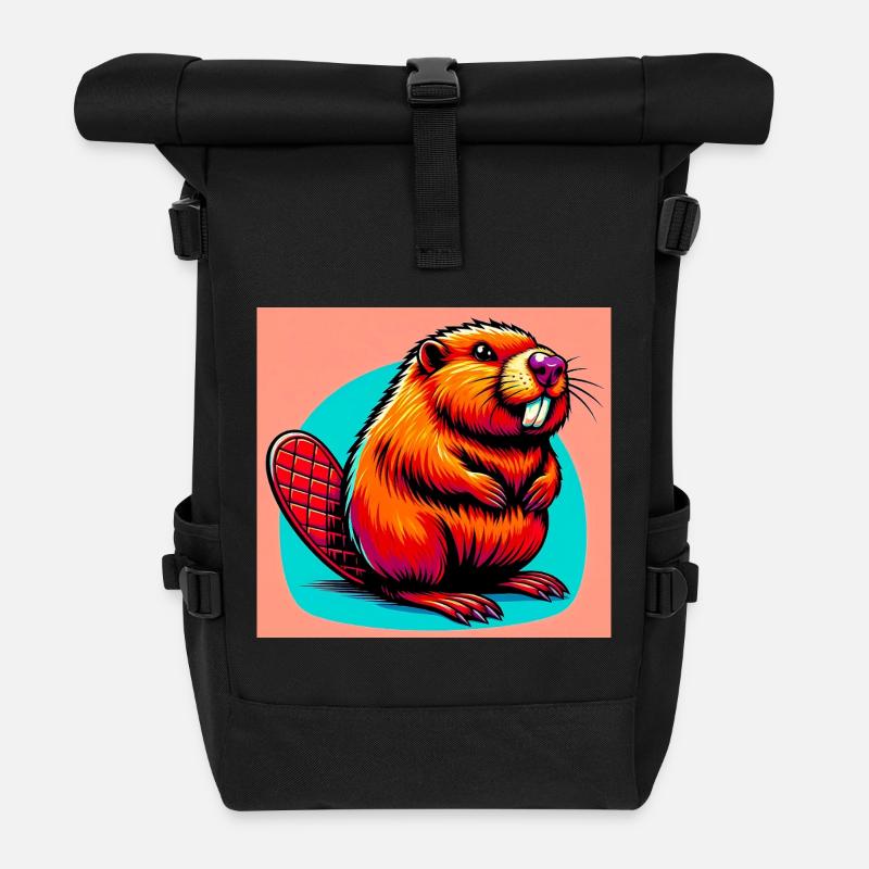 Bieber - Rolltop Rucksack - Schwarz