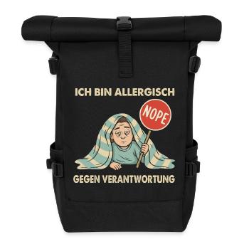 Allergisch gegen Verantwortung - Rolltop Rucksack - Schwarz - Vorne