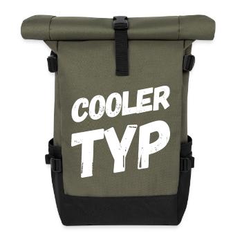 So sieht ein cooler Typ aus - Rolltop Rucksack - Olive/Schwarz - Vorne