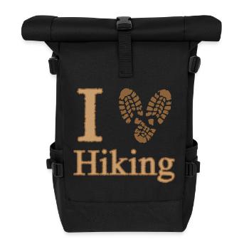 I Heart Hiking Camping Nature Walking - Roll Top Backpack - black - Front