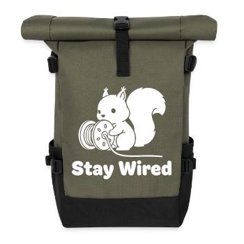 Stay Wired Squirrel - Roll Top Backpack - olive/black - Front