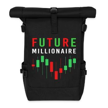 Trading Finanzen Aktien Geld Bitcoin Kapital - Rolltop Rucksack - Schwarz - Vorne