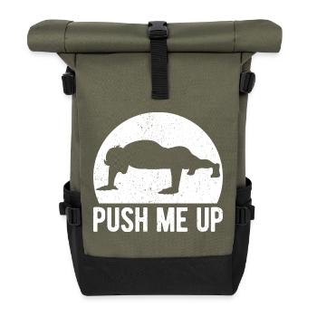 Gym Junkies Push Me Up Calisthenics Fitness - Rolltop Rucksack - Olive/Schwarz - Vorne