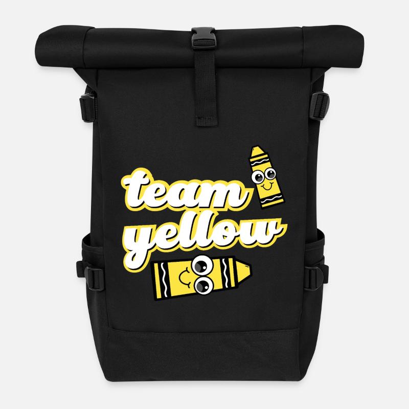 Équipe des crayons jaunes avec visage - Sac à dos roll top - noir