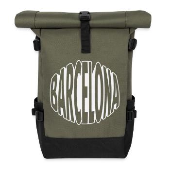 Barcelona Oval Schriftzug - Rolltop Rucksack - Olive/Schwarz - Vorne