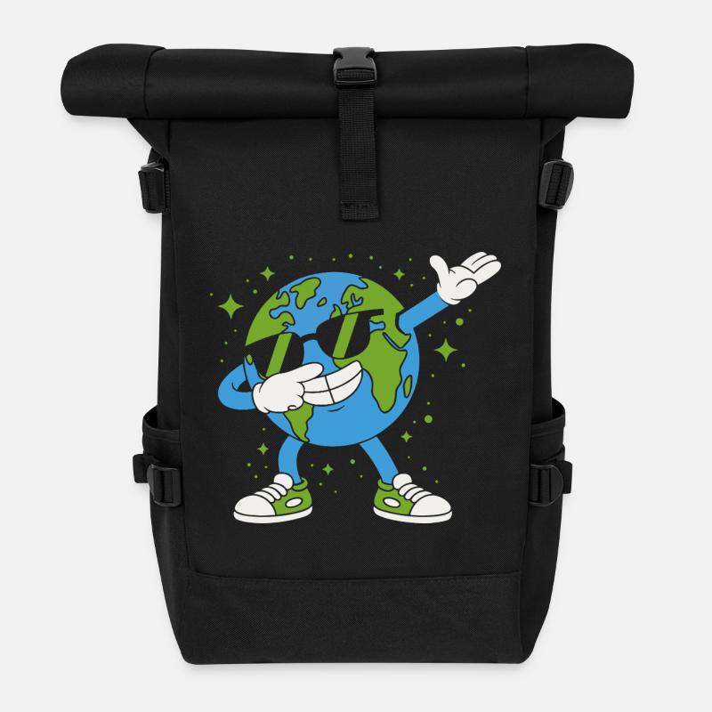 Mascotte terrestre Globe Groove - Sac à dos roll top - noir