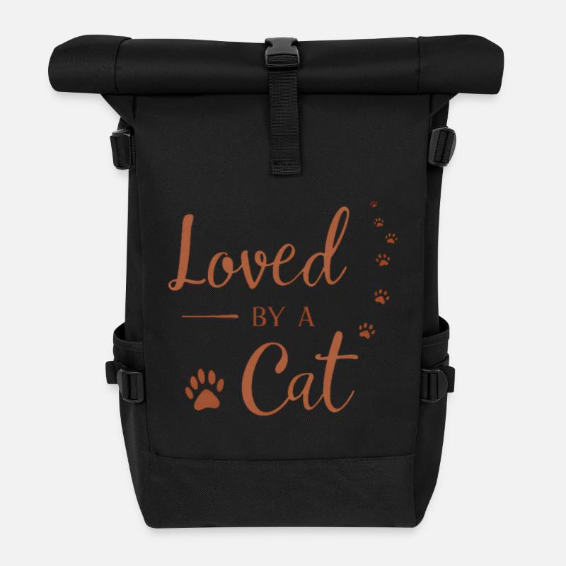 Von einer Katze geliebt - Rolltop Rucksack - Schwarz