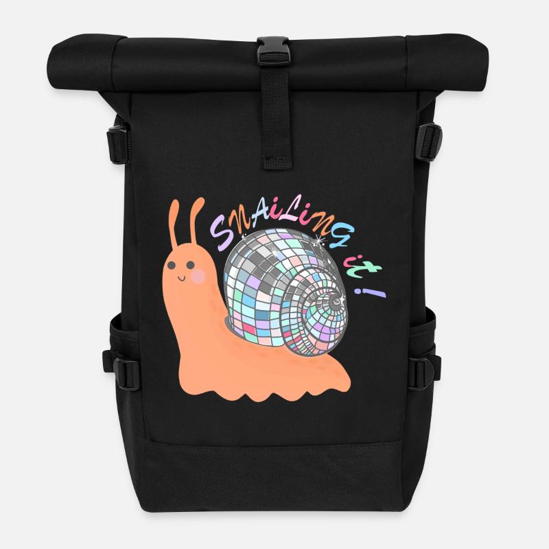 Escargot ! – Escargot coloré avec boule disco - Sac à dos roll top - noir