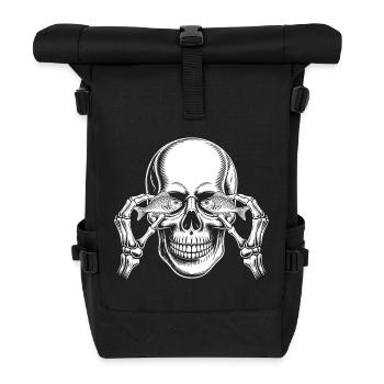 Skull with Fish Eyes - Roll Top Backpack - black - Front