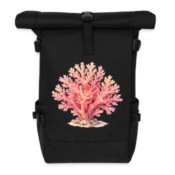 Rosa Koralle Illustration - Rolltop Rucksack - Schwarz - Vorne