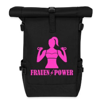 Frauenpower Krafttraining - Rolltop Rucksack - Schwarz - Vorne