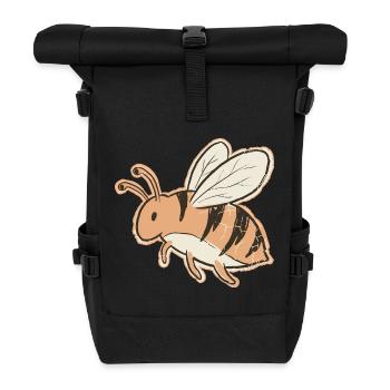 Oranger Cartoon Bienenstreifen Tiger - Rolltop Rucksack - Schwarz - Vorne