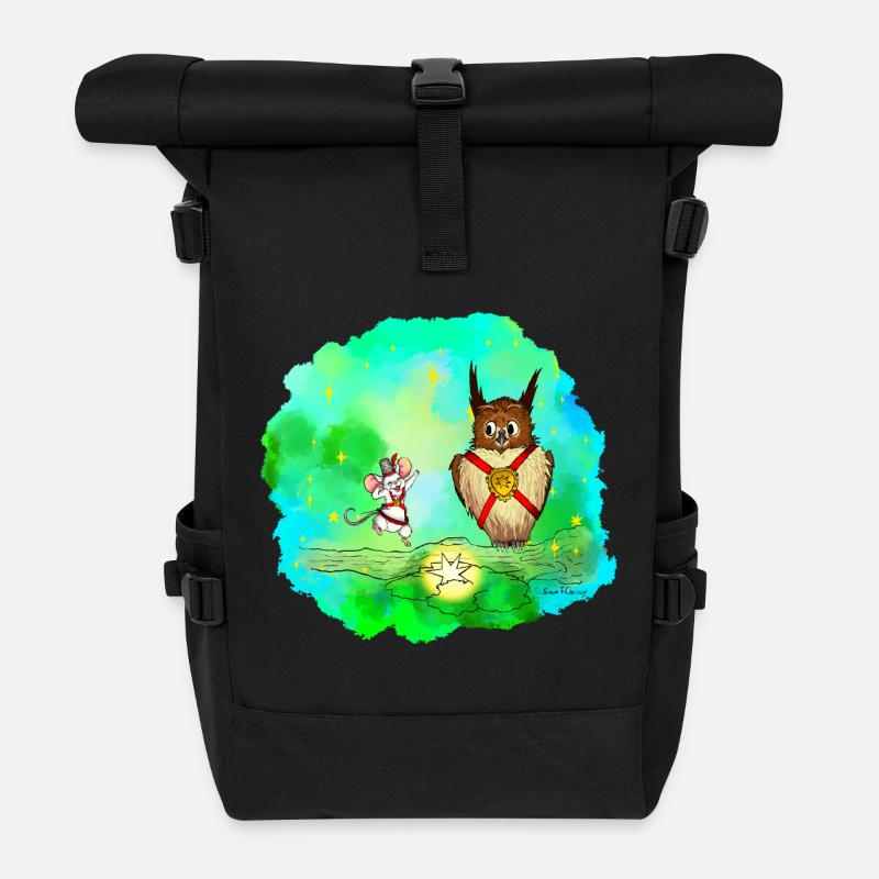 Stern-Sucher Maus und Eule - Rolltop Rucksack - Schwarz
