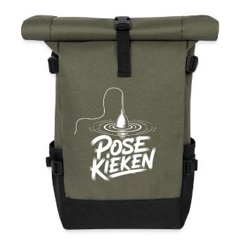 Fischen Pose Humor - Rolltop Rucksack - Olive/Schwarz - Vorne