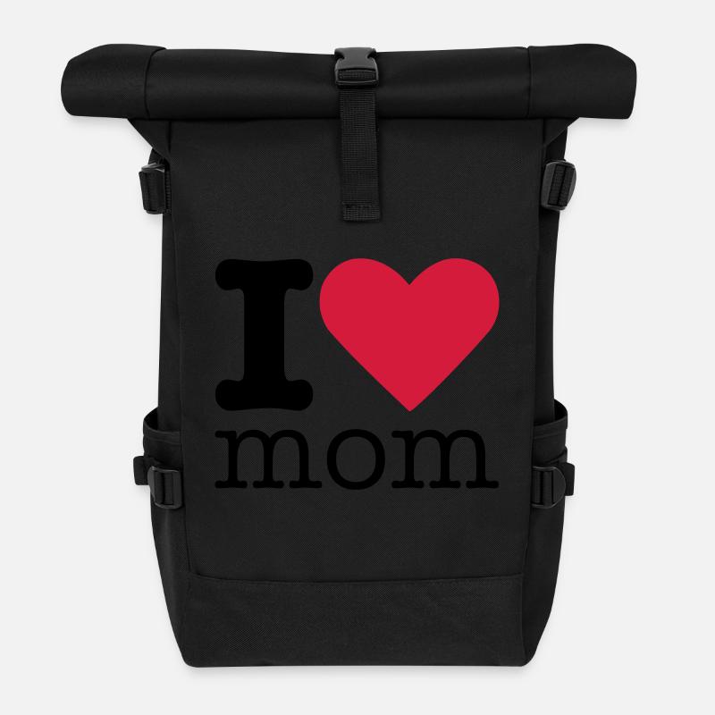 I Love Mom - Rolltop Rucksack - Schwarz
