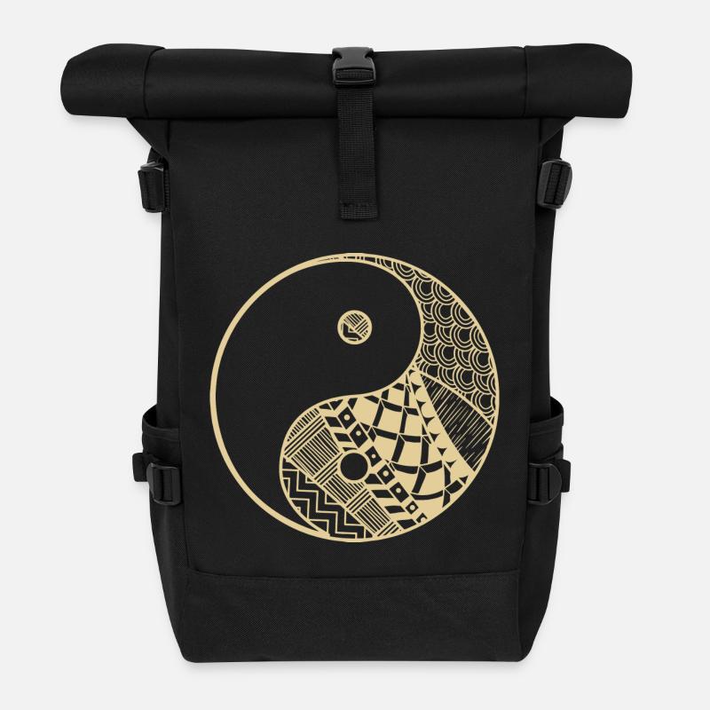 Ying Yang - Rolltop Rucksack - Schwarz