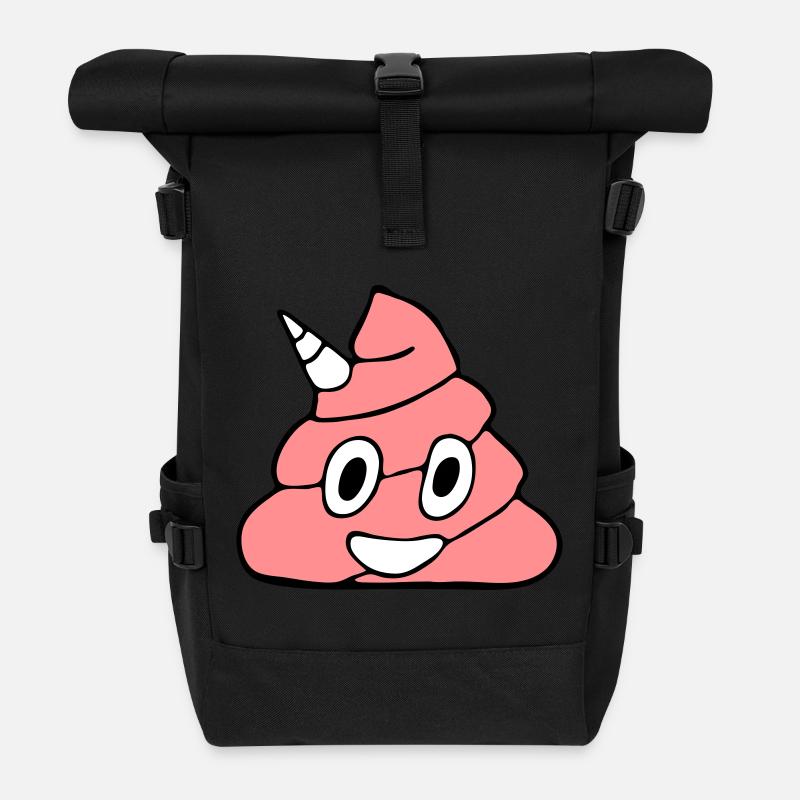 Pinker Einhorn Kackhaufen - Rolltop Rucksack - Schwarz