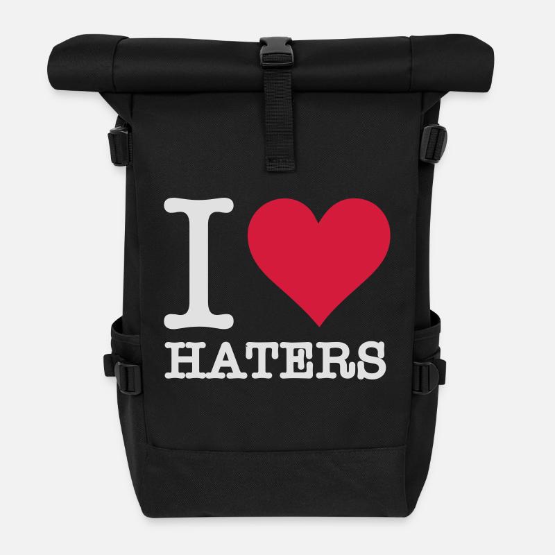 I Love Haters - Roll Top Backpack - black