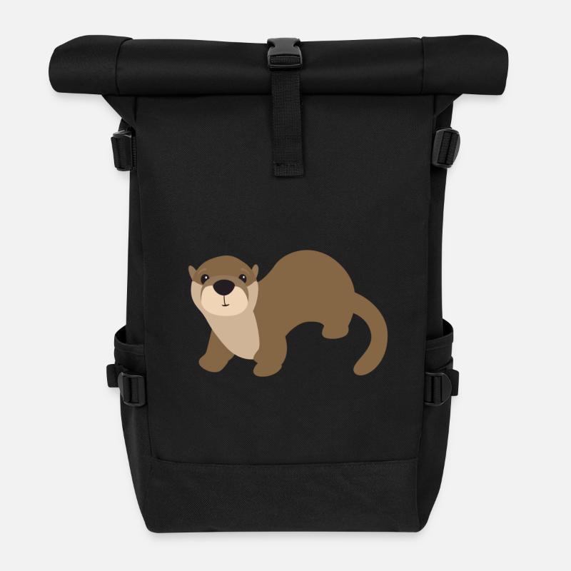 Otter Niedliches Tier Cooler Marder Tiere Geschenk - Rolltop Rucksack - Schwarz