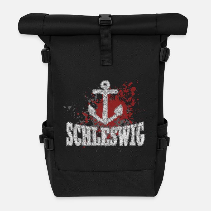 Schleswig Anker - Rolltop Rucksack - Schwarz