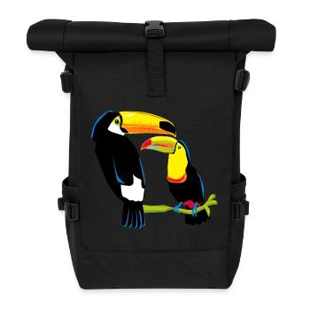 Toucan Couple Cool Shirt - Roll Top Backpack - black - Front