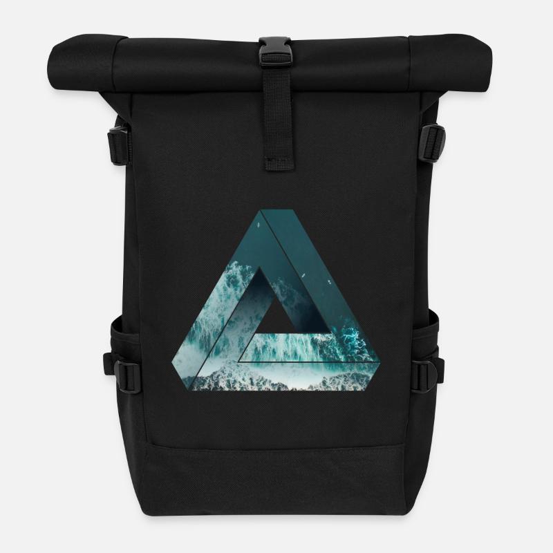 Penrose Optical illusion avec la nature, cool - Sac à dos roll top - noir
